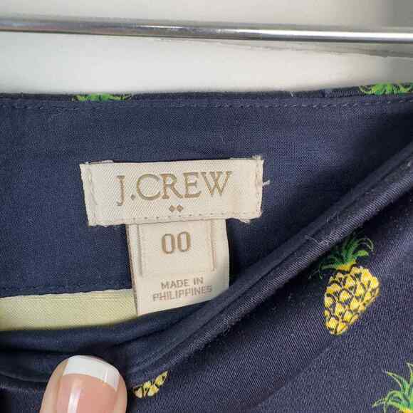 J.Crew Mini Skirt Womens Size 00 Navy Pineapple Print - Picture 9 of 9